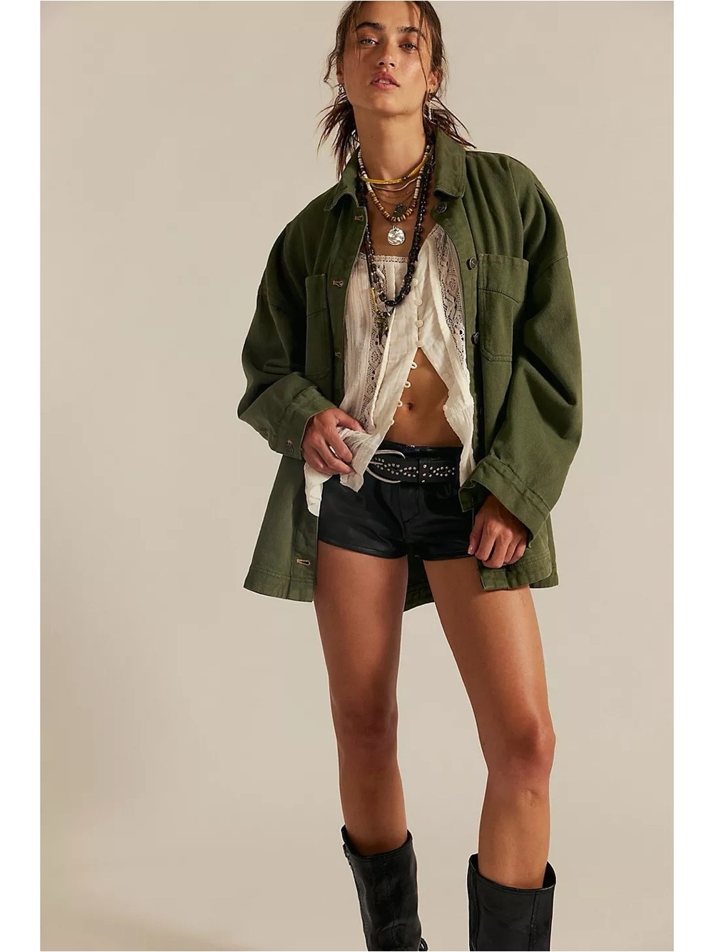 We The Free Madison City Denim Jacket by Free People in Adventurer Green Size S
